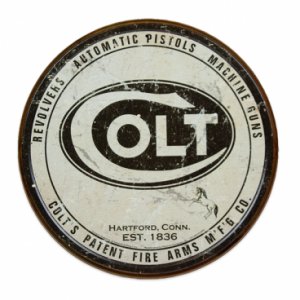 Plaketa Colt, plechová "Vintage" s logem, průměr 300mm